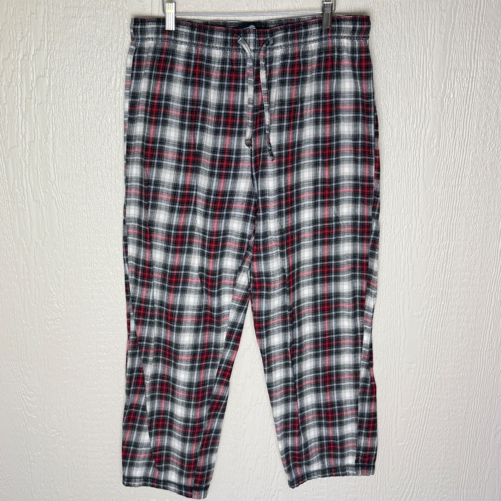 Nautica Sleepwear Mens Large Red Black White Plaid Cotton Pajama Pants Lounge